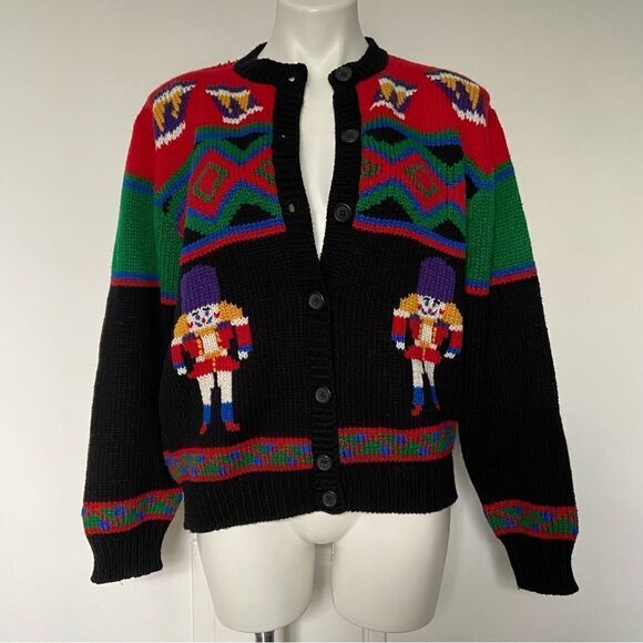 Croft & Barrow classic vintage Nutcracker Christmas ugly sweater cardigan - Picture 4 of 14